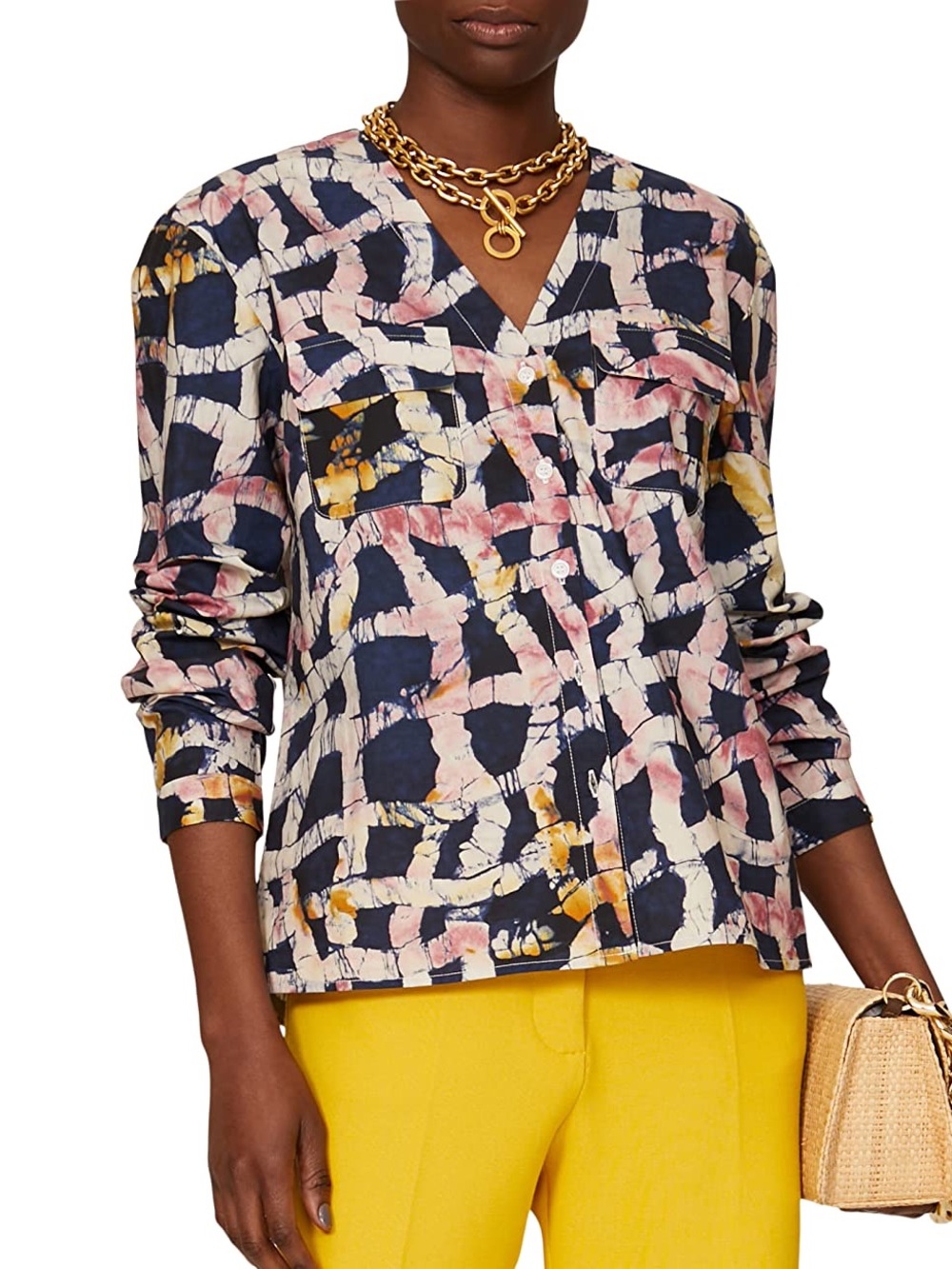 Busayo Collective Rent the Runway Pre-Loved Two Tone Shirt, Blue, X-Small